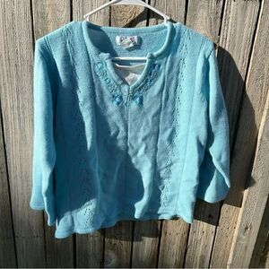 Vintage Haband sweater long sleeve embroidered neckline size medium